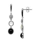 Lord & Taylor Onyx, Opal, Diamond And Sterling Silver Drop Earrings