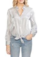 Vince Camuto Oasis Bloom Iridescent Ggt Tie-front Button-down Shirt