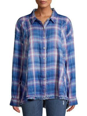 Free People Raw-hem Plaid Shirt