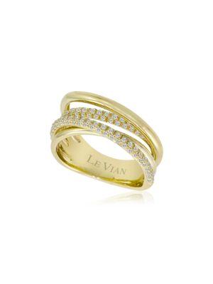 Levian Diamond And 14k Honey Gold Gladiator Weave Ring