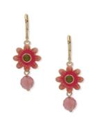 Anne Klein Crystal Flower Drop Earrings