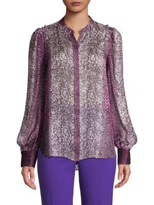 Elie Tahari Elizabeth Cobra Satin Burnout Blouse