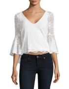 Highline Collective Lace Flutter Sleeve Top