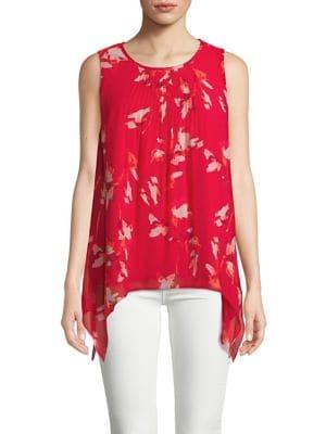 H Halston Sleeveless Shark Bite Blouse