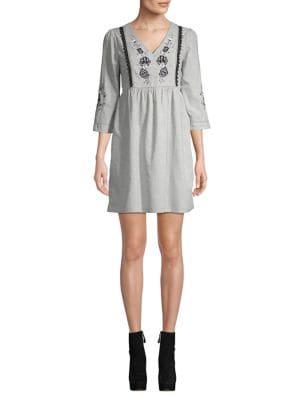 Dorothy Perkins Embroidered Three-quarter Sleeve Dress