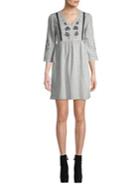Dorothy Perkins Embroidered Three-quarter Sleeve Dress