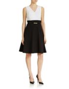 Calvin Klein Colorblocked Fit And Flare Dress