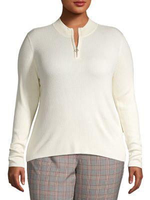 Vero Moda Curve Plus Marco Ribbed Quarter-zip Highneck Sweater