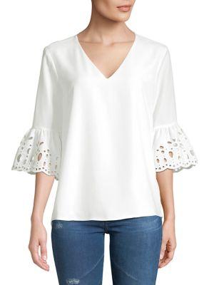 Calvin Klein Eyelet Bell-sleeve Top