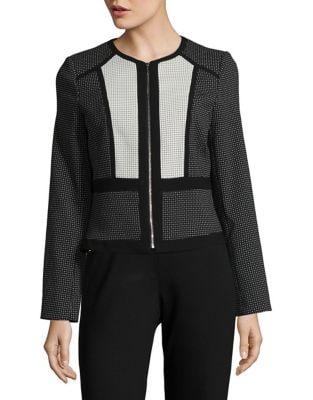 Calvin Klein Petite Contrast-trimmed Long-sleeve Jacket