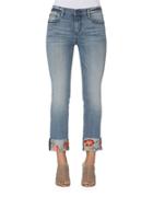 Driftwood Jackie Floral Embroidered Cuff Jeans