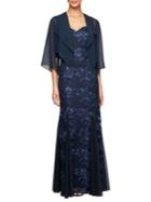 Alex Evenings Floral Embroidered Jacket Dress