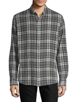 Black Brown Plaid Flannel Button-down Shirt
