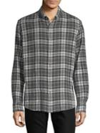 Black Brown Plaid Flannel Button-down Shirt
