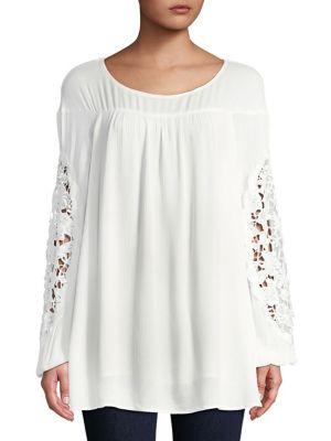 Context Pleated Lace-trim Top