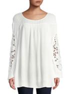 Context Pleated Lace-trim Top