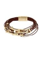 Kenneth Cole New York Mixed Beaded Multi Row Leather Bracelet