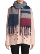 Vince Camuto Fringed-trim Striped Scarf