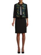 Tahari Arthur S. Levine Floral-embroidered Blazer And Skirt Suit