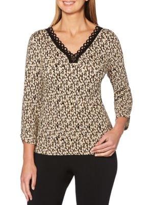 Rafaella Petite Printed Grommet Top