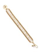 Lucky Brand Key Item Mother-of-pearl And Semi-precious Rock Crystal Goldtone Beaded Leather Bracelet