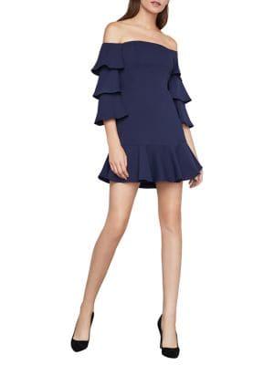 Bcbgmaxazria Off-the-shoulder Fit-&-flare Mini Dress