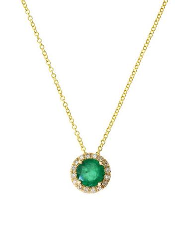 Bh Multi Color Corp. Brasilica Diamond, Natural Emerald And 14k Yellow Gold Pendant Necklace