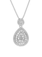Lord & Taylor Diamond And Sterling Silver Teardrop-shape Pendant Necklace