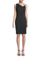 Calvin Klein Petite Asymmetric V-neck Fitted Sheath Dress