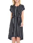 Vince Camuto Stripe Theory Print Belted Dress