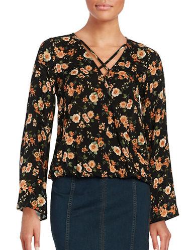Design Lab Lord & Taylor Floral Wrap Top