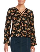 Design Lab Lord & Taylor Floral Wrap Top