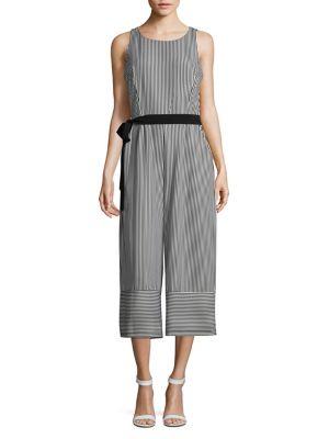 Gabby Skye Striped Self-tie Jumpsuit