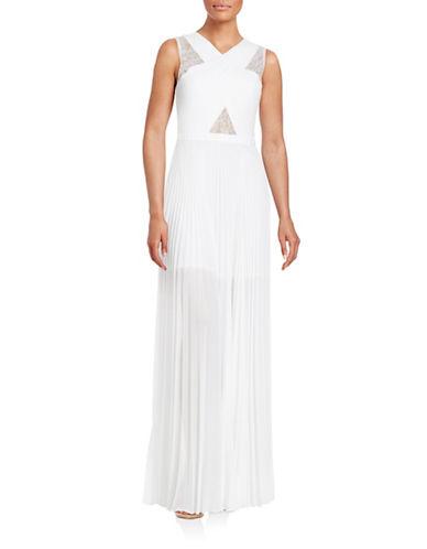 Bcbgmaxazria Pleated Lace-trimmed Gown