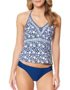 Jessica Simpson Patched Up Floral Print Halterneck Tankini Top