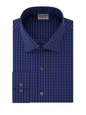 Kenneth Cole Reaction Checkered Slim-fit Dress Shirt