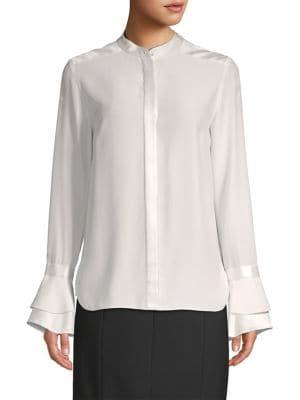 Elie Tahari Safiya Bell Sleeve Silk Blouse