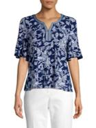 Rafaella Petite Printed Flutter Sleeve Top