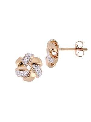 Sonatina 14k Rose Gold & Diamond Swirl Stud Earrings