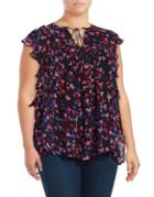 Lucky Brand Plus Ruffled Floral Top