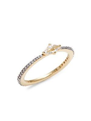 Nadri Goldtone, Pave & White Topaz Ring