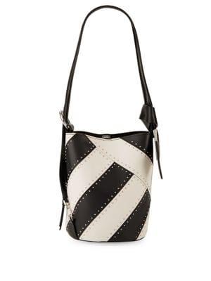 Calvin Klein Striped Leather Bucket Bag