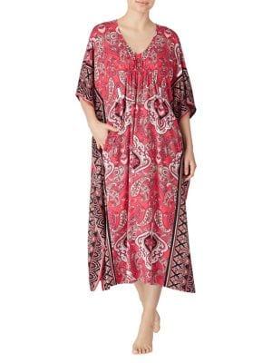 Ellen Tracy Printed Short-sleeve Caftan