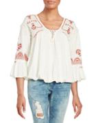 Free People Embroidered Peasant Top