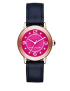 Marc Jacobs Riley Rose Goldtone Stainless Steel And Leather Guilloche-textured Dial Strap Watch
