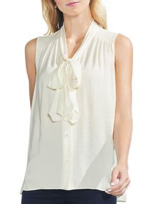 Vince Camuto Sapphire Bloom Pleated Button-down Shirt