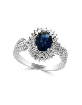 Effy Royale Bleu Natural Sapphire, Diamond And 14k White Gold Ring