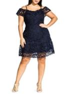 City Chic Plus Dream Of Lace Fit-&-flare Dress