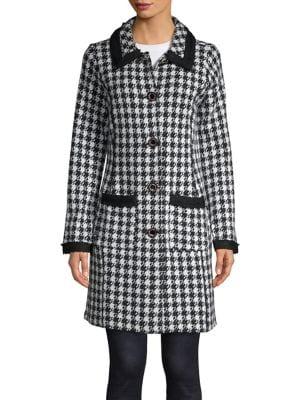 Karl Lagerfeld Paris Classic Houndstooth Coat