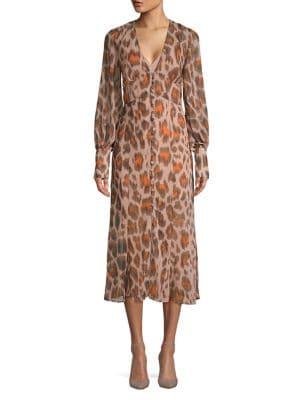 Cmeo Collective Autonomy Sweet Thing Fit-and-flare Midi Leopard Dress